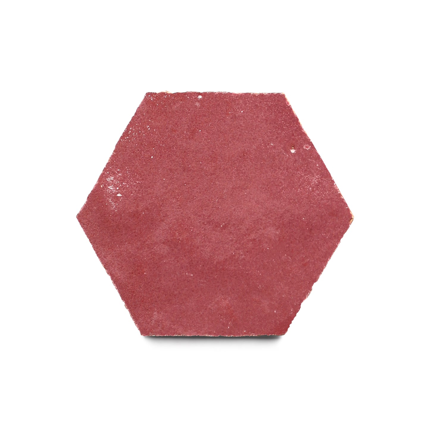 A single Nanas Lipstick Hex tile, vibrant red with a rough matte finish, displayed on a plain white background—ideal for bringing handcrafted mosaic charm to any space.