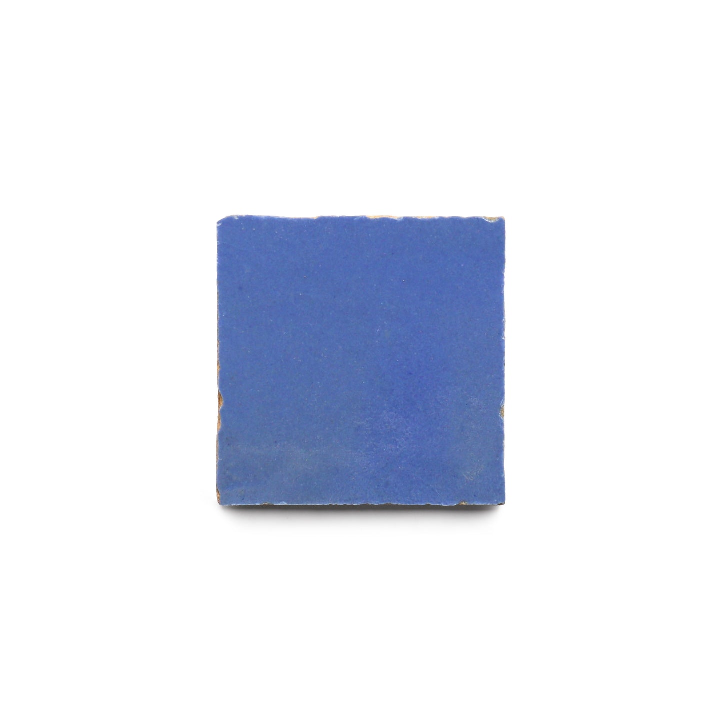 A single Zia Tile Portuguese Blue 2x2 handcrafted tile with slightly rough edges, inspired by Portuguese zellige, centered on a white background.