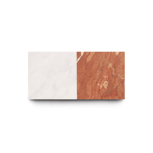 Carrara + Rosso Alicante 6x6, Sample