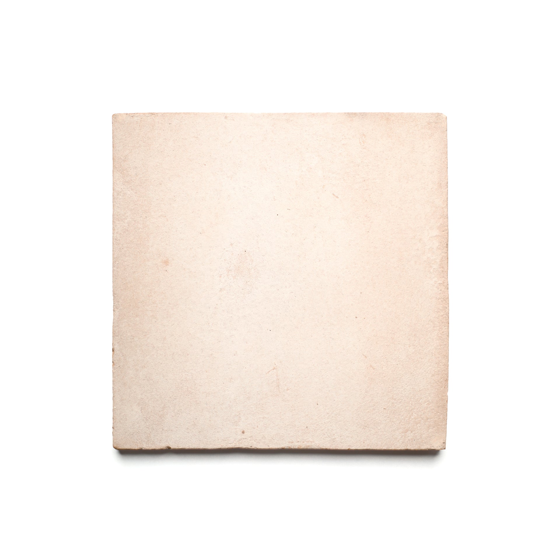 An 8x8 Square + Blanco ceramic tile by Zia Tile, light beige with a rough, handmade-style texture inspired by Cotto from San Miguel de Allende, is shown against a white background.