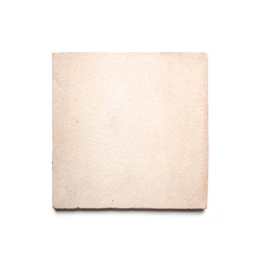 An 8x8 Square + Blanco ceramic tile by Zia Tile, light beige with a rough, handmade-style texture inspired by Cotto from San Miguel de Allende, is shown against a white background.