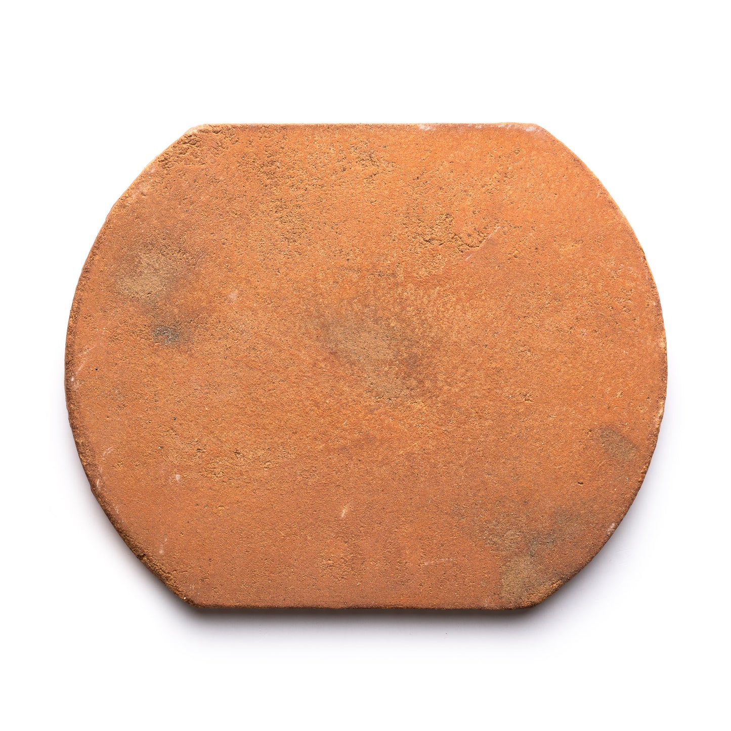 The Oaxaca + Fired Earth tile by Zia Tile is a single, flat octagonal terracotta tile with a rough, textured surface, displayed against a white background.