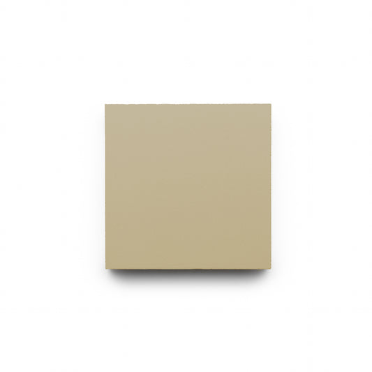 A handmade Truffle 4x4 square beige tile by Zia Tile is centered on a white background.