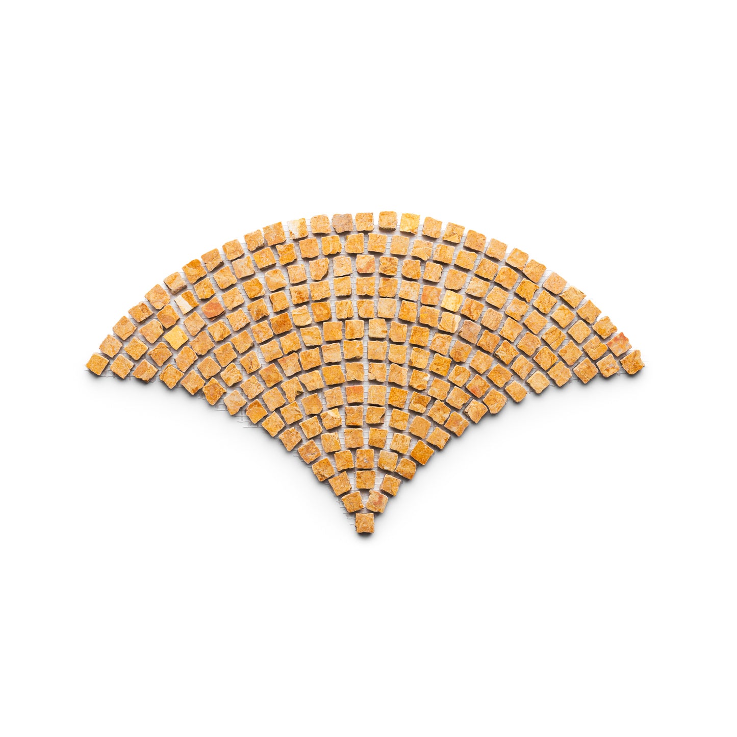 A Wi-Fi signal icon crafted from Ventaglio in Giallo Reale tiles by Zia Tile, arranged on a white background.